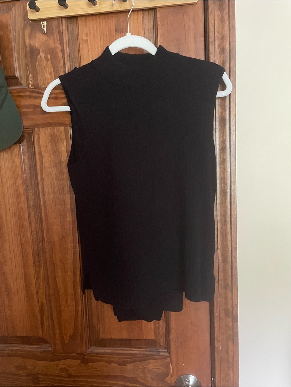 Marled Black Sleeveless Mock Neck Ribbed Set